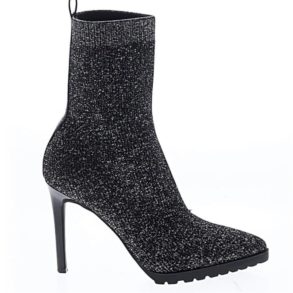 Brand New Mix No. 6 Desirae Black Sparkle Stretch High Heel Boots Bootie Size 8
